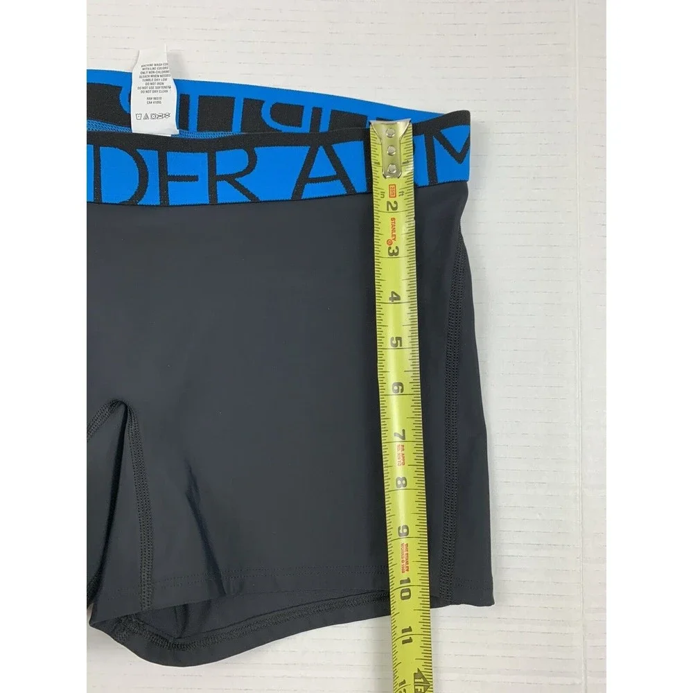 Under Armour Women's Bike Shorts Sz M Black Spandex Blue Waistband